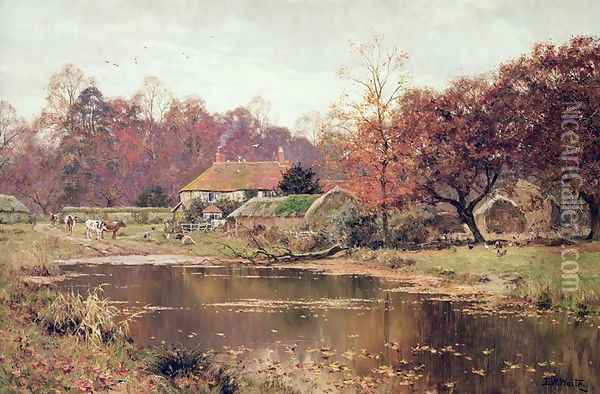 An Autumn Day at the Farm, 1919 Oil Painting - Edward Wilkins Waite
