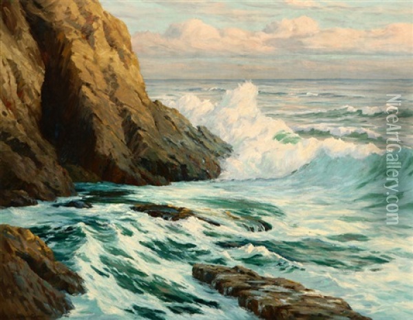 Crashing Waves Oil Painting - Roi Clarkson Colman