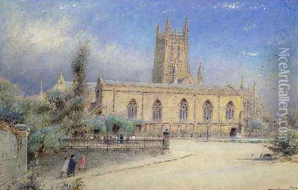 Worcester Cathedral Oil Painting - Albert Goodwin