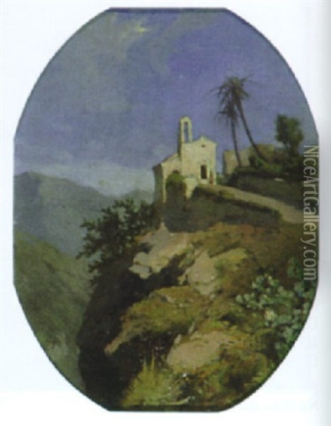 Sudliche Landschaft Mit Kapelle Oil Painting - Barthelemy Menn