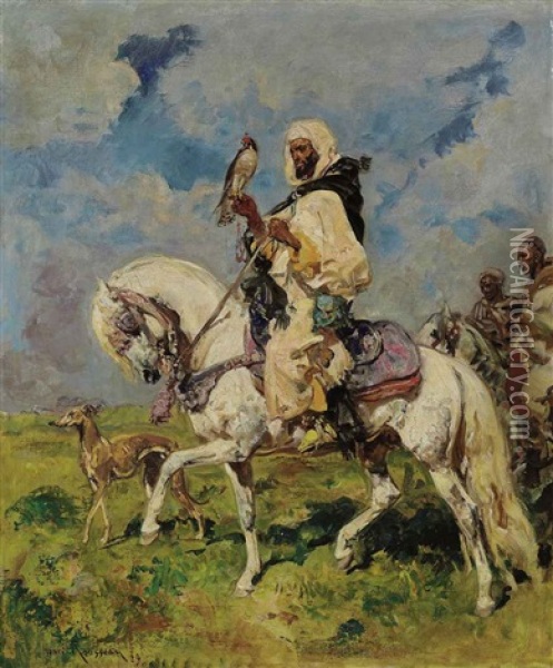 Moroccan Falconer Of The Plains Oil Painting - Henri Emilien Rousseau