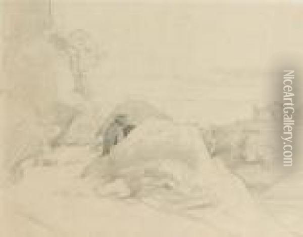 Peintre Sur Le Motif A Ronciglione Oil Painting - Jean-Baptiste-Camille Corot