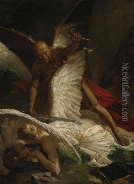 Satan Defeating Justice Oil Painting - Andras Bacsa