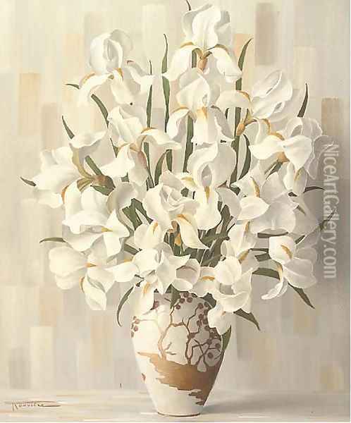Lilies in a vase Oil Painting - Philibert Rouviere