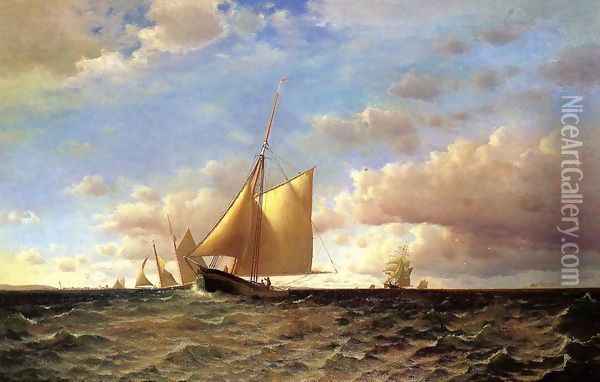After the Equinotial, off Sandy Hook Oil Painting - Francis Augustus Silva