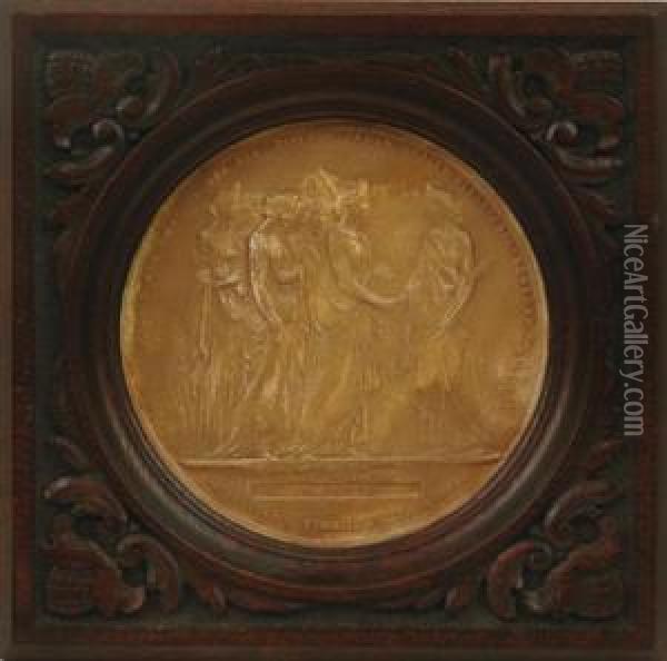 Summers Medallion For The Intercolonialexhibition, Victoria Oil Painting - Charles Summers