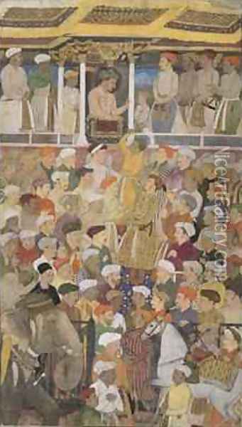 Darbar of Jahangir 1569-1627 from Northern India Oil Painting - Manohar