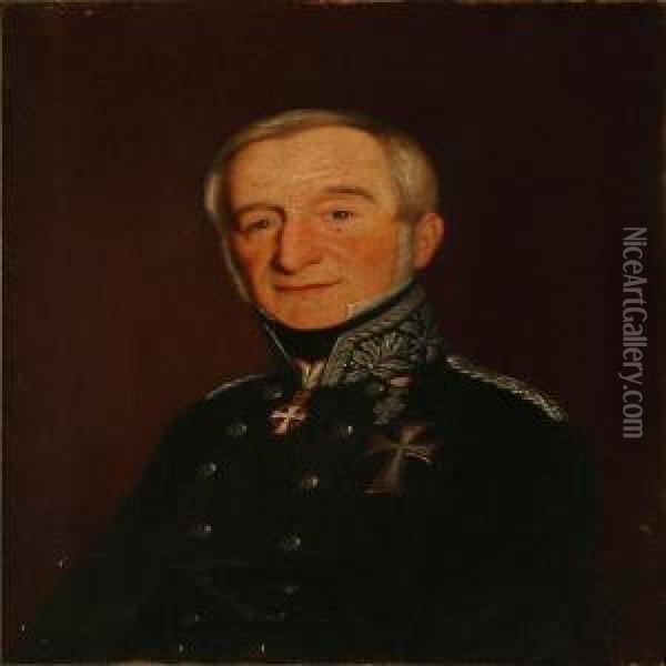 Portrait Of A Knight Of The Dannebrog Oil Painting - Theodor Gustav Wegener