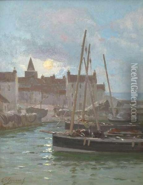 An East Coast Fishing Village Oil Painting - Alexander Young