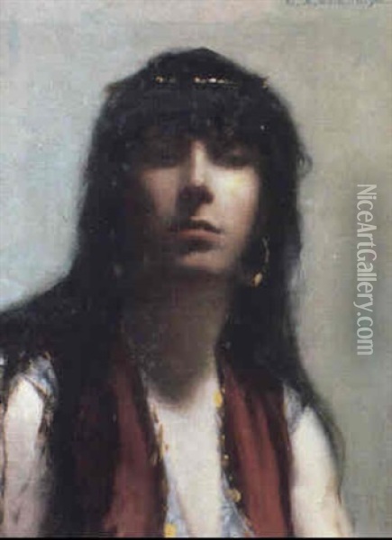 Gypsy Girl Oil Painting - George Agnew Reid
