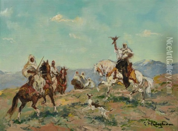 La Chasse Au Faucon Oil Painting - Gustave Flasschoen