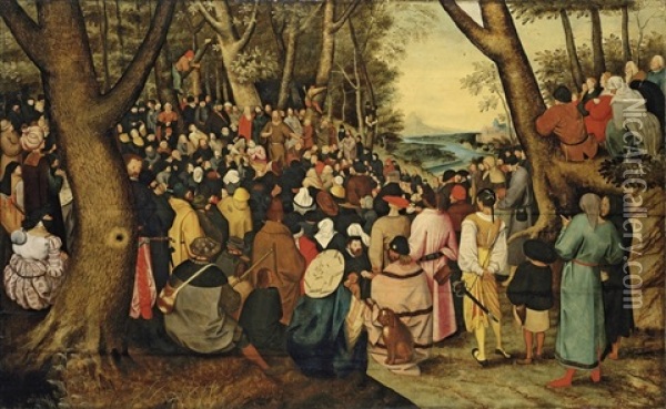 The Preaching Of Saint John The Baptist In The Wilderness Oil Painting - Pieter Brueghel the Younger