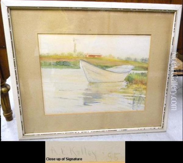 Depicts Dingy Boat Oil Painting - A. Elizabeth Kelly