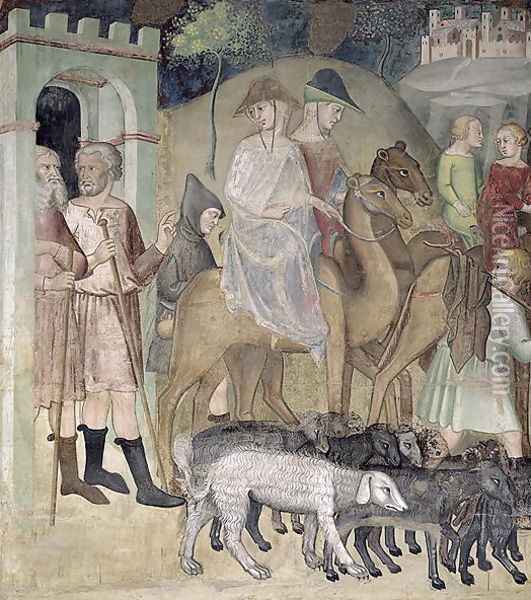 The Journey of Abraham and Lot 1356-67 Oil Painting - Manfredi de Battilor Bartolo Di Fredi Fredi