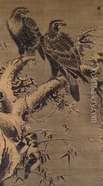 Hanging Scroll Oil Painting - Lin Liang