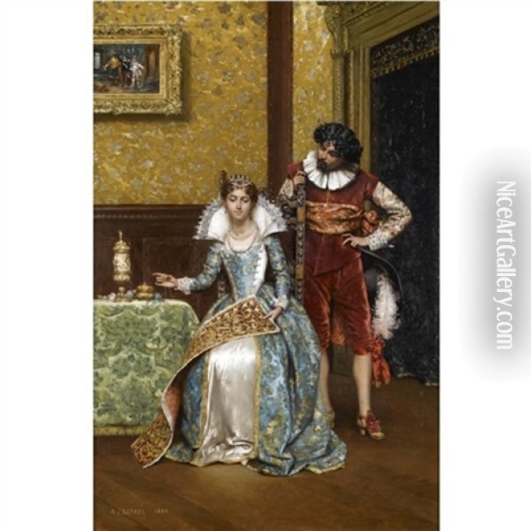 L'admirateur Oil Painting - Adolphe Alexandre Lesrel