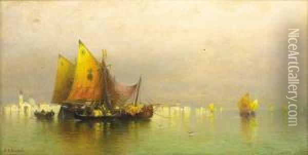 Venetian Lagoon Oil Painting - Andrew Fisher Bunner