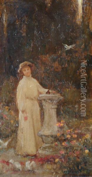 The Sundial Oil Painting - Percy Harland Fisher