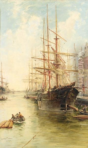 In The Docks At Fleetwood Oil Painting - William Edward Webb