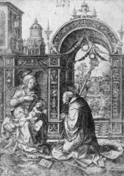 Der Heilige Bernhard Vor Der Madonna Mit Dem Kinde Kniend Oil Painting - Dirck Jacobsz. Vellert