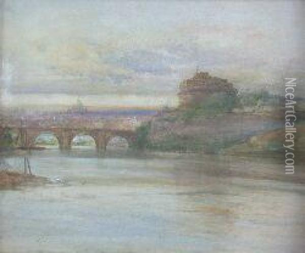 Rome And Castel San Angelo From The River Oil Painting - Charles James Lauder
