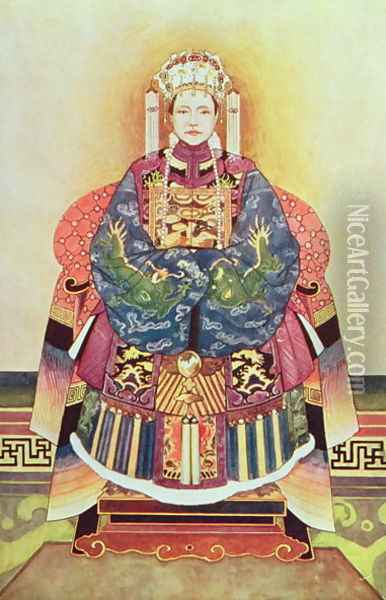 Portrait of Tzu Hsi, the Empress Dowager (1835-1908) Oil Painting - Anonymous Artist