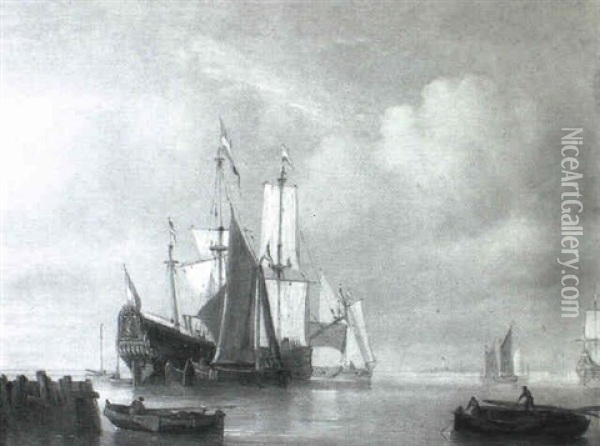 Beached Sailing Vessels Oil Painting - William Joseph J. C. Bond