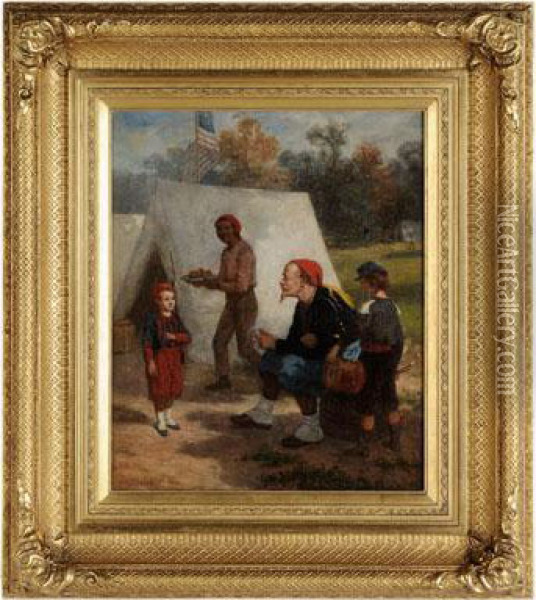 Zouaves In Camp Oil Painting - John Whetten Ehninger