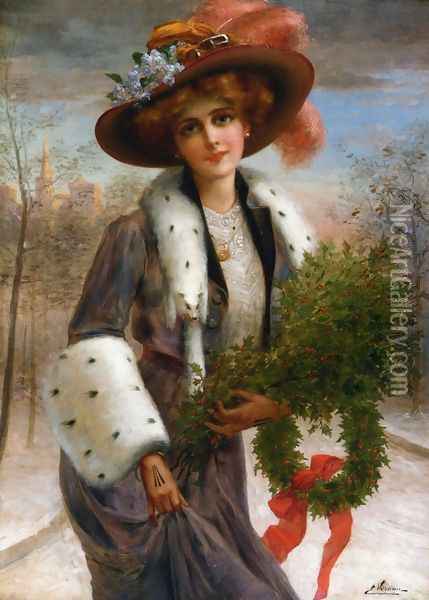 Seasons Greetings Oil Painting - Emile Vernon
