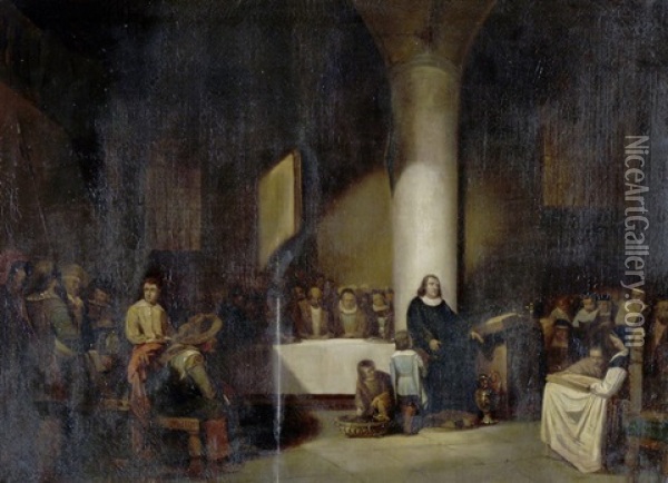 Andacht In Einer Kirche Oil Painting - Abraham van der Pelt
