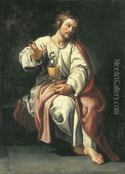 Saint John the Evangelist and the poisoned chalice Oil Painting - Alonso Cano
