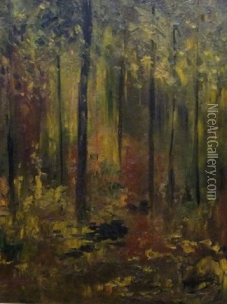 Autumn; Woodland Scene Oil Painting - Karl Hagemeister