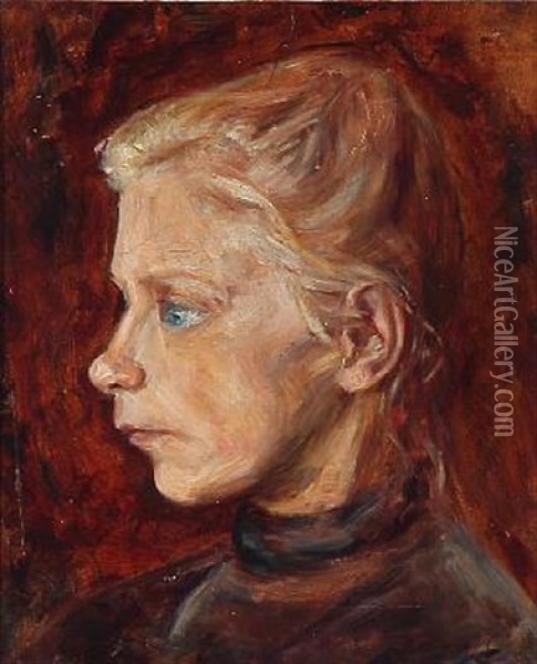 Portrait Of A Girl Oil Painting - Jens Birkholm