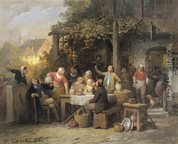 La Fete Flamande (1869) Oil Painting - Ferdinand de Braekeleer the Elder