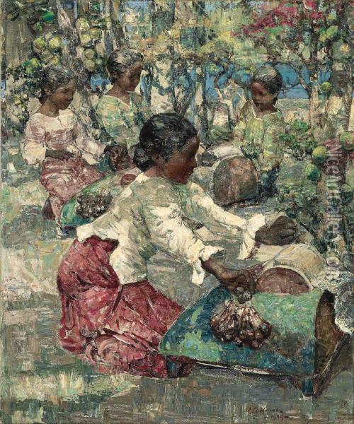 Burmese Lace Makers Oil Painting - Edward Atkinson Hornel