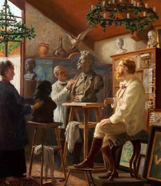 The Painter P. S. Kroyer Is Being Modelled In His Studio In Skagen Oil Painting - Wilhelm Pacht