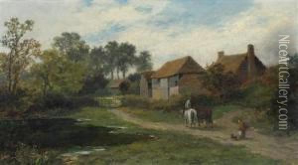 Bauernhof In England. Oil Painting - Leopold Rivers