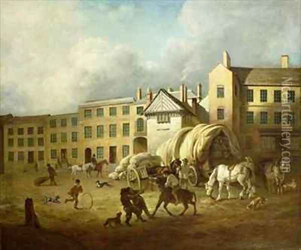 A Town Scene Oil Painting - George Garrard