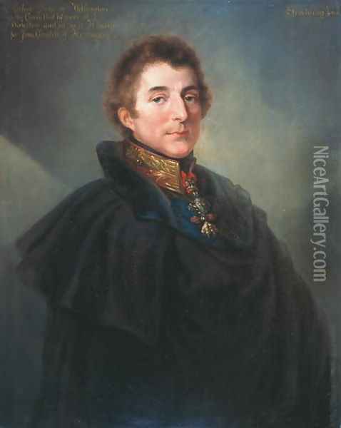 Field Marshal Arthur Wellesley, KG KCB 1769-1852 c.1820 Oil Painting - Peter Eduard Stroehling