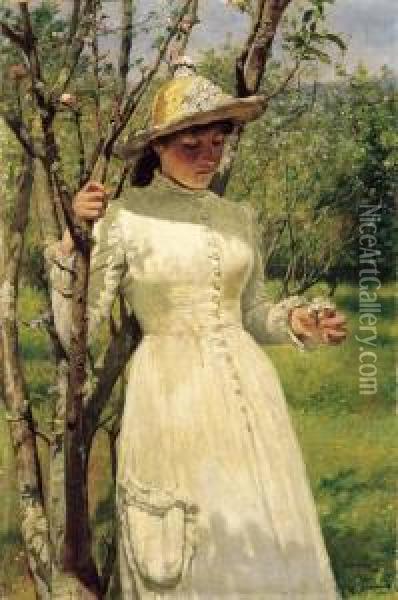 Under The Blossom That Hangs On The Bough Oil Painting - Edwin Harris