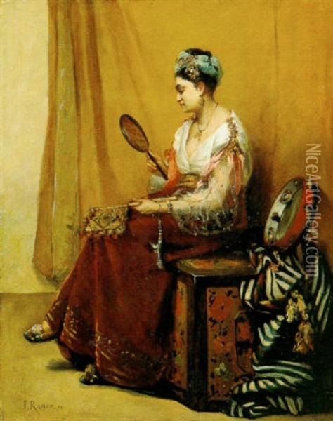 La Belle Au Miroir Oil Painting - Jules Felix Ragot