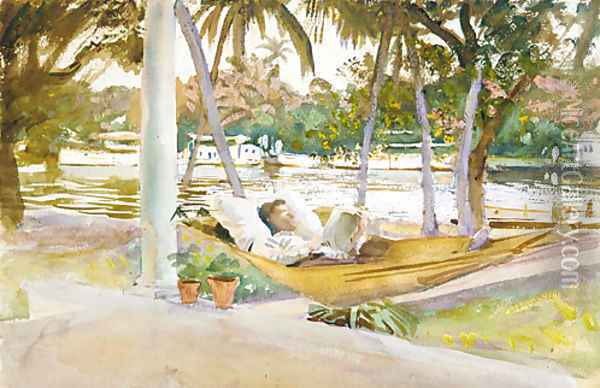 Figure in Hammock Florid 1917 Oil Painting - John Singer Sargent