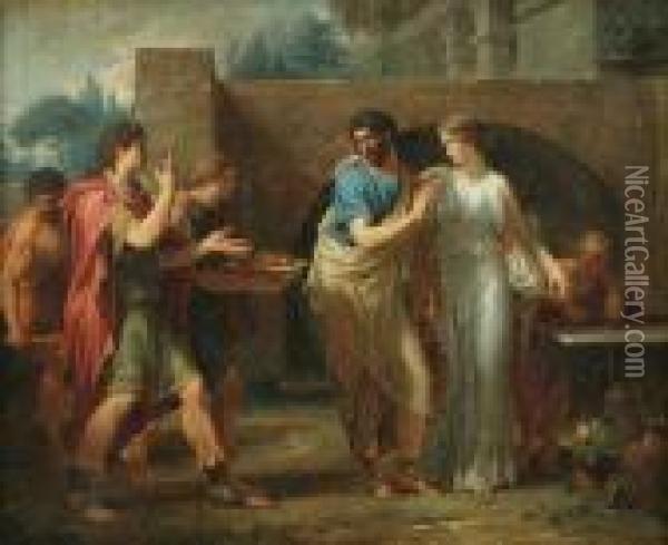 Aeneas Offering Presents To Latinus Oil Painting - Francois-Andre Vincent
