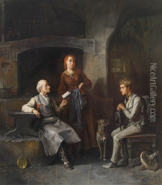 Der Neue Geselle Oil Painting - Friedrich Ritter von Malheim Friedlaender