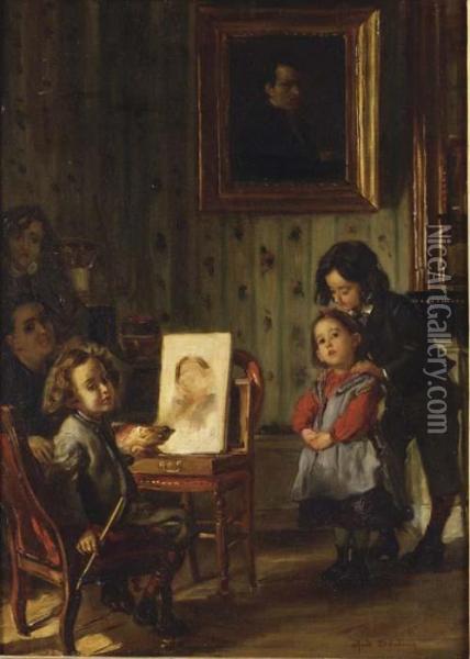 Interieur, La Vie Familiale Oil Painting - Alfred Dehodencq
