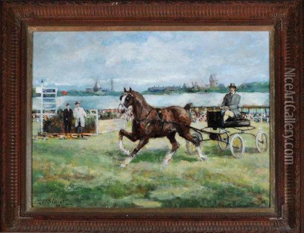 A Horse-driving Competition, Newcastle Town Moor Oil Painting - John Falconar Slater