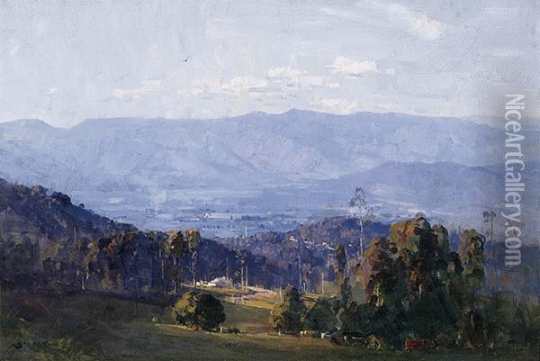 View From Olinda Oil Painting - Arthur Ernest Streeton