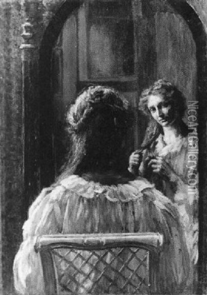 Femme Devant Un Miroir Oil Painting - Marie Louise Catherine Breslau