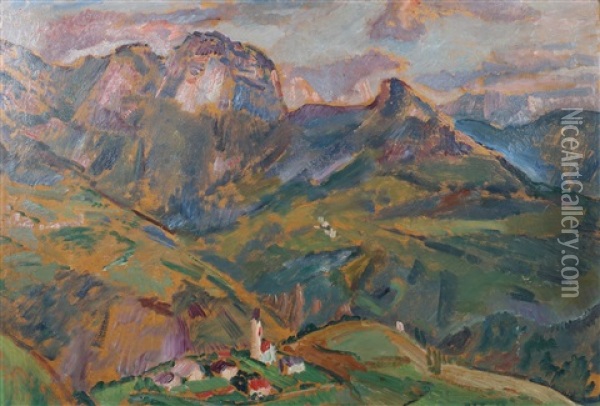 Tiroler Dorf Klobenstein Oil Painting - Albert Weisgerber