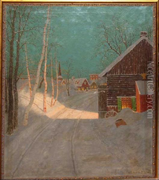 Winter Town Street Oil Painting - Gulbrand Sether